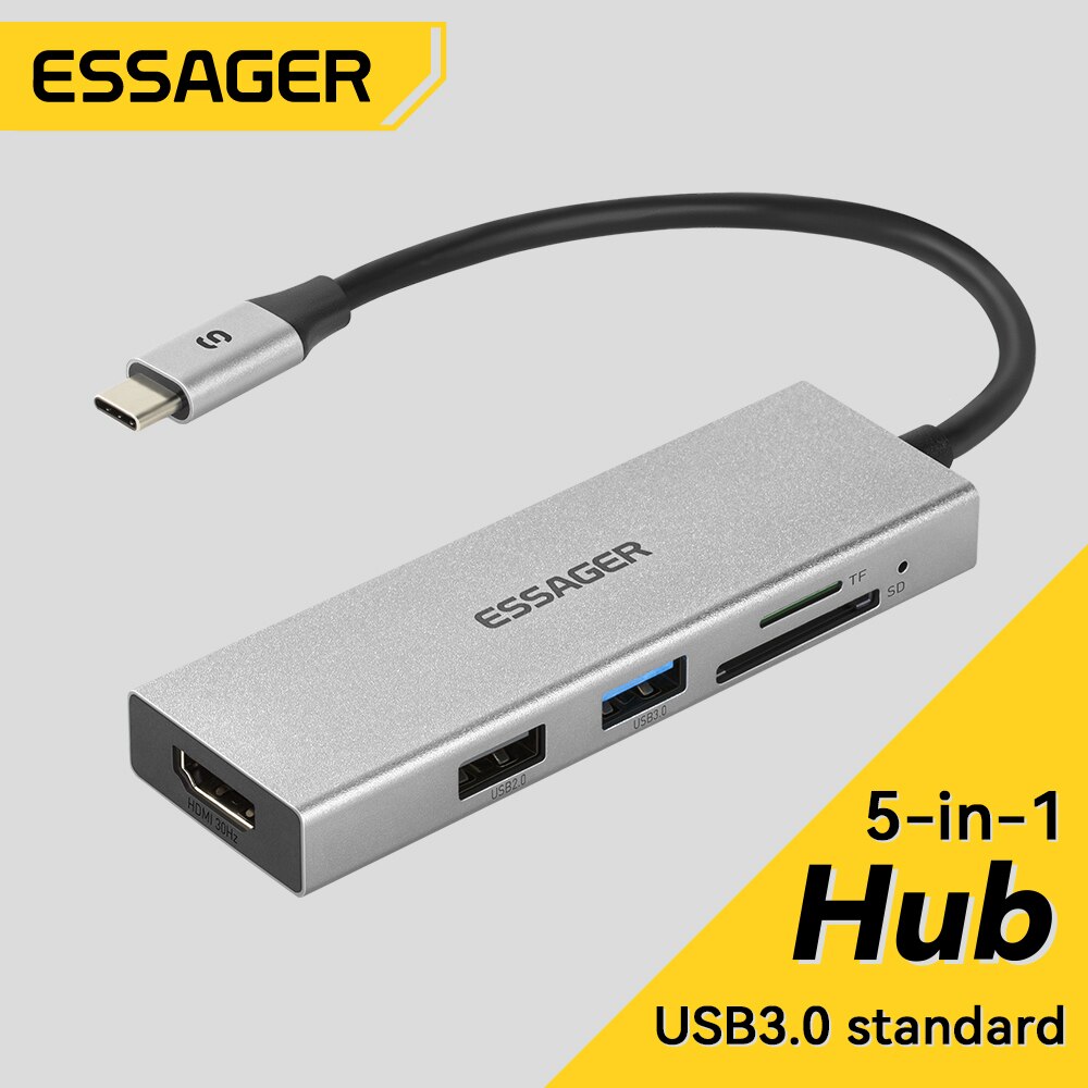 Essager 5 in 1 USB C HUB HDMI- - Usb Hub Type C 评论和价格
