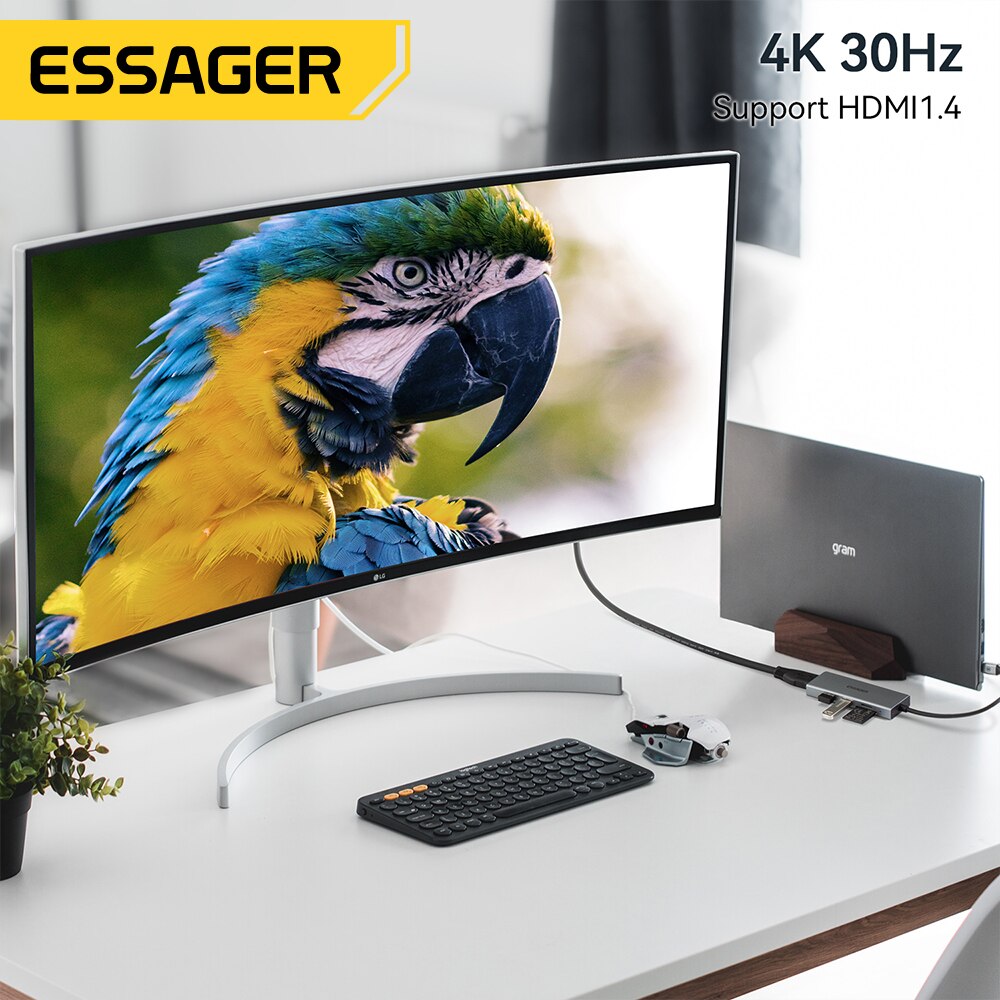 Essager 5 in 1 USB C HUB HDMI- - Usb Hub Type C 评论和价格