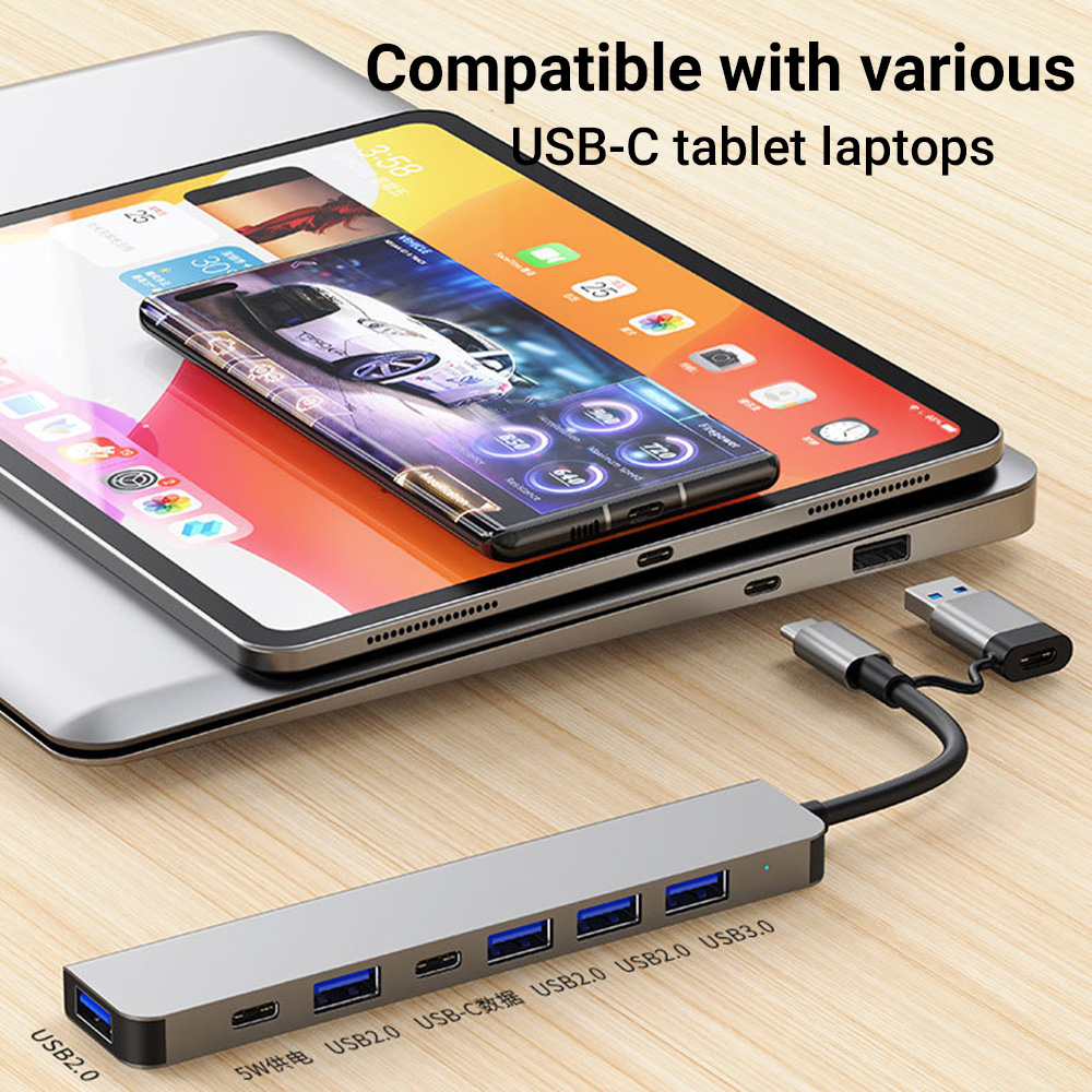 7-in-1 Dual-Head USB-C&USB Doc - Tablet Reading Accessories 评论和价格